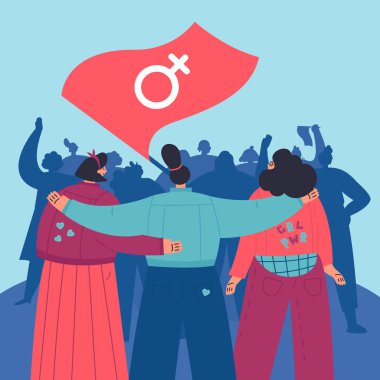Women hug each other at the Womens Rights March
