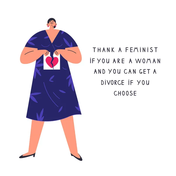 Woman get a divorce.Feminism concept. — 图库矢量图片