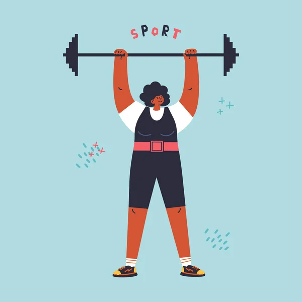 Happy young woman with barbell.Sport concept — 스톡 벡터