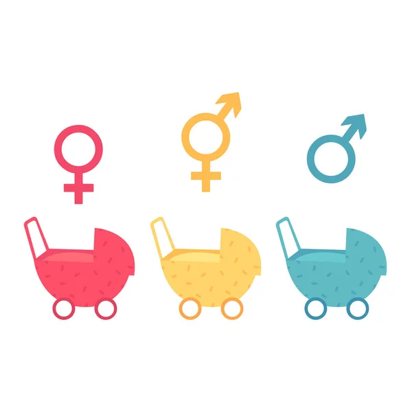 Girl Boy Gender Netral Child Carriage Signs Gender Neutrality Blu Stok Ilustrasi 
