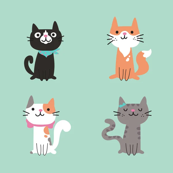 Ensemble de différents dessins animés cats.Vector Cartoon — Image vectorielle