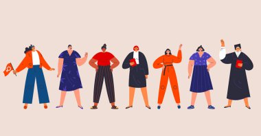 Happy women or girls standing together
