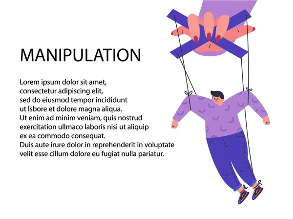 Kvinna Manipulerar Och Misshandlar Man Manipulation Kvinnlig Hand Ohälsosamma Giftiga — Stock vektor