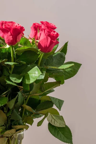 Vertikales Bild Eines Rosenstraußes Leuchtend Rote Rosen — Stockfoto