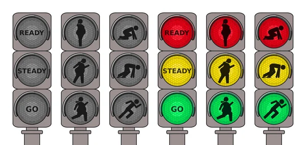 Traffic lights for running pedestrians — Stock Vector