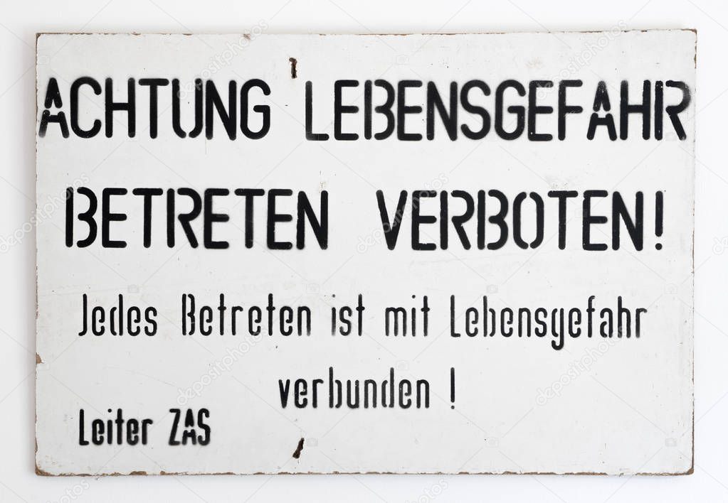 East - West German border warning sign