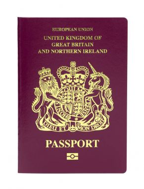 United Kingdom / UK biometric passport on a white background clipart