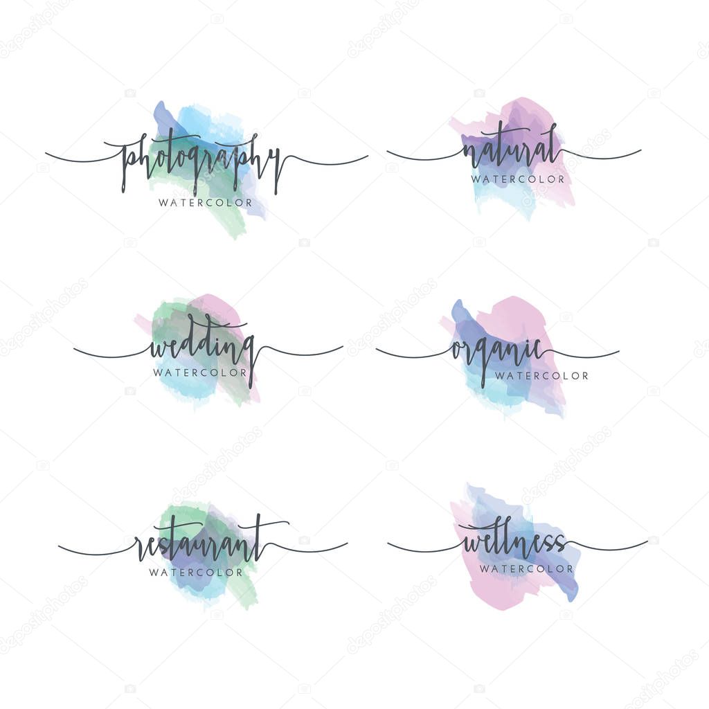 Colorful and Elegant Watercolor Logo Set