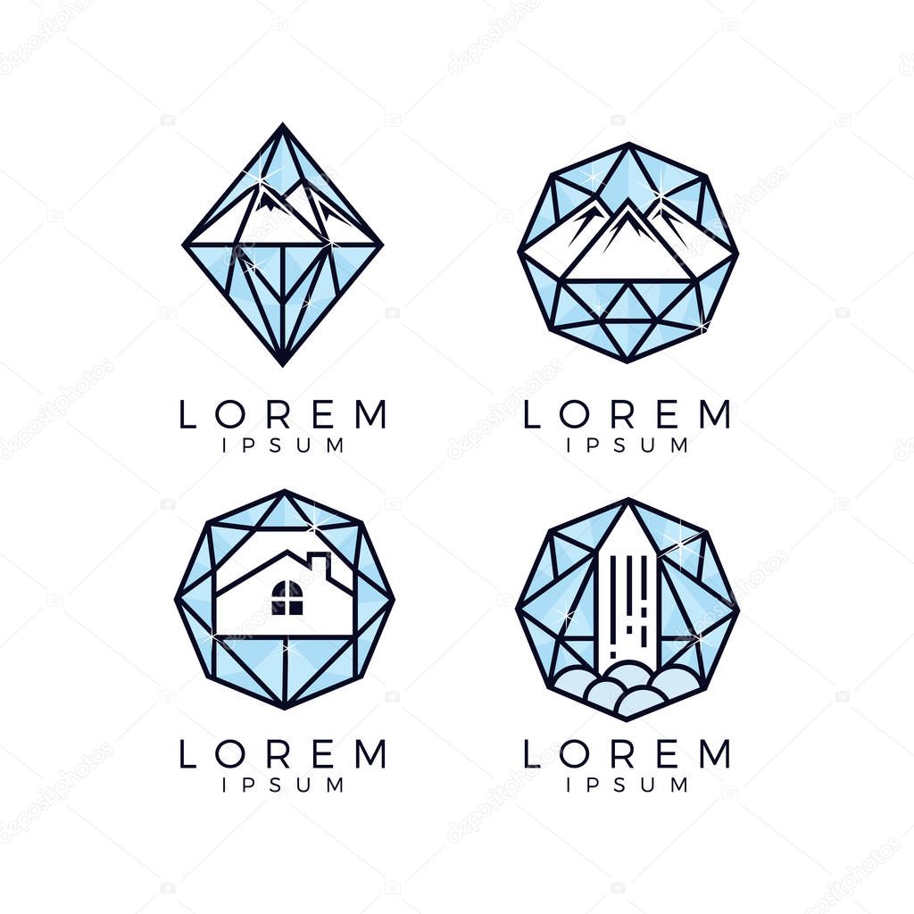 Jewel and Diamond Glass Logo Set