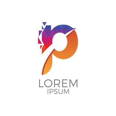 Modern ve renkli harf p geometrik