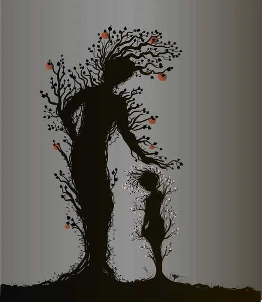 Deux silhouettes d'arbres — Image vectorielle