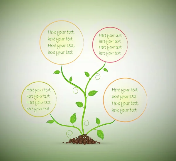 Planta broto verde com espaço para texto no solo isolado , — Vetor de Stock