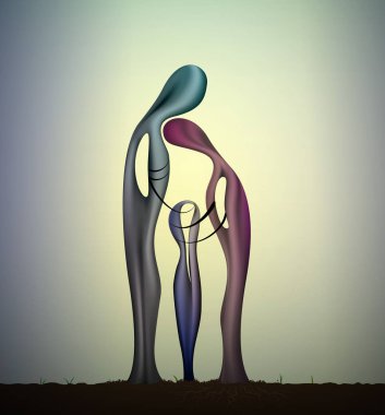 Aile üç heykel, aile kavramı, birlik, birlikte sonsuza kadar fikir birliği,