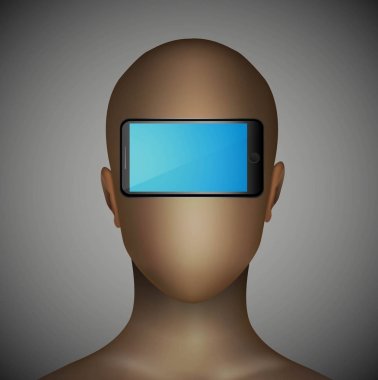 adam kafa, sorun normal iletişim tek cihaz kullanarak, kişi ve smartphone içinde smartphone,