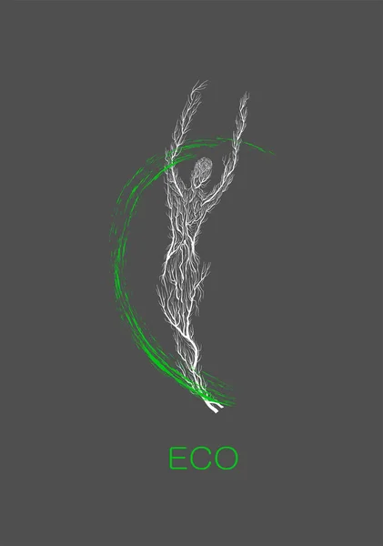 Eko logo moderní kreativní design, muž jako strom na ekologickém pozadí, koncept zeleného loga, — Stockový vektor