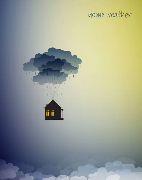 stay home concept, save life stay home, house hanging on the colored flying ballons in the sky, home isolation,