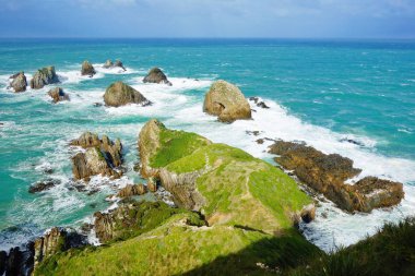 Nugget noktası deniz feneri, South Island, Yeni Zelanda 