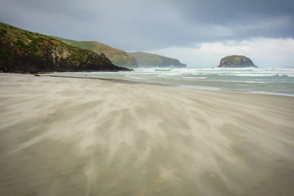 Yeni Zelanda'da vahşi kumsal.