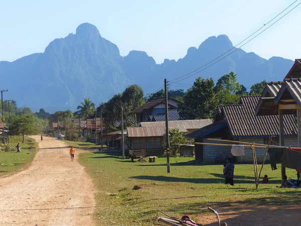 Köyün güzel manzara. Laos.