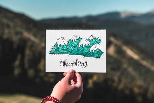 Find yourself among the woods and mountains — Stock Photo, Image