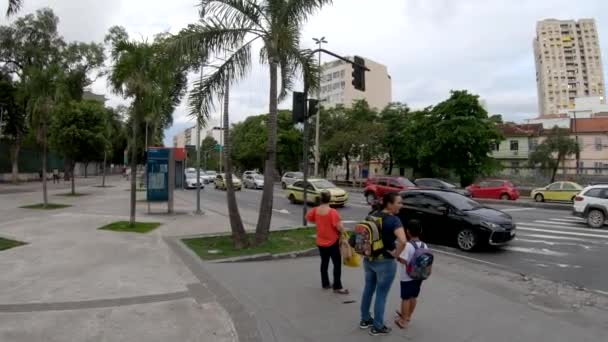 Río Brasil Noviembre 2019 Intersección Calle Maracana Ciudad Río Cámara — Vídeos de Stock