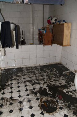 Rio de Janeiro 'daki Joana Nehri' ni sel bastı. Sel ile ilgili problemleri olan yerler, suyun istila edildiği garajlar ve apartmanlar; Rio de Janeiro, Brasil