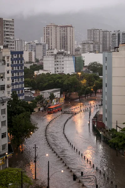 Flood Joana River Rio Janeiro Seen Top Building Rio Janeiro — Stock Photo, Image