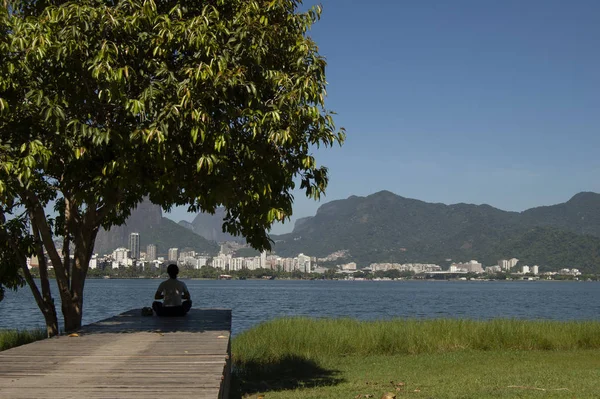 Rio Janeiro Brezilya Şubat 2006 Rodrigo Freitas Lagoon Güneşli Bir — Stok fotoğraf