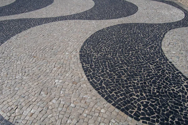 sidewalk texture of copacabana waterfront in portuguese stone