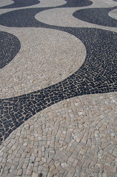 sidewalk texture of copacabana waterfront in portuguese stone