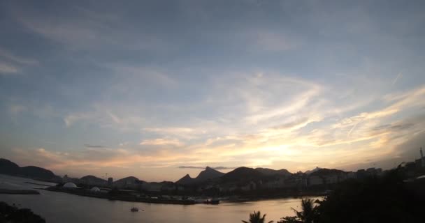 Vista Del Atardecer Las Montañas Ciudad Río Janeiro Con Montaña — Vídeos de Stock