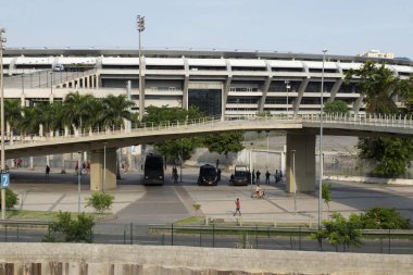 Rio, Brazil - april 06, 2019: outside facade the Maracana stadium in sunny afternoon