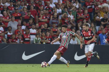 Rio, Brazil - november 01, 2017: Douglas player in match between Flamengo and  Fluminense by the Sulamerica Cup in Maracana Stadium