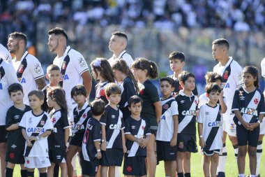 Rio, Brazil - november 12, 2017: Children in match between Vasco and  Sao Paulo by the Brazilian championship in Sao January Stadium