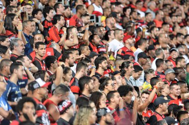 Rio, Brazil - september 20, 2017: fan in match between Flamengo and  Chapecoense by the Sulamericana Cup 2017 in Ilha do Urubu Stadium