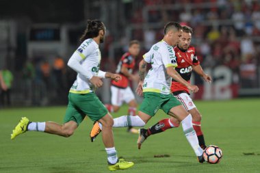 Rio, Brazil - september 20, 2017: Everton Ribeiro player in match between Flamengo and  Chapecoense by the Sulamericana Cup 2017 in Ilha do Urubu Stadium