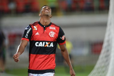 Rio, Brazil - september 20, 2017: Berrio  player in match between Flamengo and  Chapecoense by the Sulamericana Cup 2017 in Ilha do Urubu Stadium