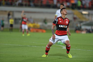 Rio, Brazil - september 20, 2017: Trauco player in match between Flamengo and  Chapecoense by the Sulamericana Cup 2017 in Ilha do Urubu Stadium