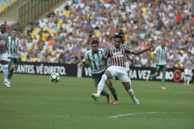 Rio, Brazil - september 24, 2017: Nogueira player in match between Fluminense and  Palmeiras by the Brazilian championship in Maracana Stadium