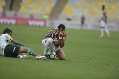 Rio, Brazil - september 24, 2017: Henrique Dourado player in match between Fluminense and  Palmeiras by the Brazilian championship in Maracana Stadium