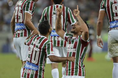 Rio, Brazil - october 18, 2017: Sornoza and Douglas player in match between Fluminense and  Sao Paulo by the Brazilian championship in Maracana Stadium