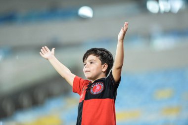 Rio, Brazil - october 25, 2017: fan player in match between Fluminense and  Flamengo by the sulamerica cup in Maracana Stadium