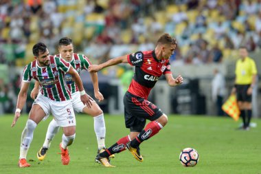 Rio, Brazil - october 25, 2017: Cuellar player in match between Fluminense and  Flamengo by the sulamerica cup in Maracana Stadium