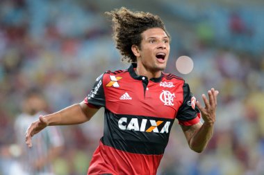 Rio, Brazil - october 25, 2017: Willian Arao player in match between Fluminense and  Flamengo by the sulamerica cup in Maracana Stadium