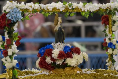 Rio, Brazil - February 21, 2020: parade of the samba school Vigario Geral, at the Marques de Sapucai Sambodromo. Honorary Committe