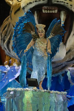 Rio, Brazil - February 21, 2020: parade of the samba school Unidos do Porto da Pedra, at the Marques de Sapucai Sambodromo