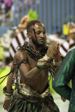 Rio, Brazil - February 21, 2020: parade of the samba school Academicos do Cubango, at the Marques de Sapucai Sambodromo. Honorary Committee