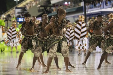 Rio, Brazil - February 21, 2020: parade of the samba school Academicos do Cubango, at the Marques de Sapucai Sambodromo. Honorary Committee