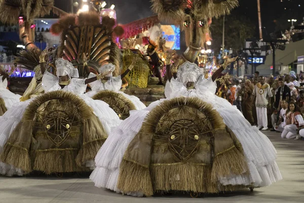 Rio Brésil Février 2020 Défilé École Samba Grande Rio Aux — Photo