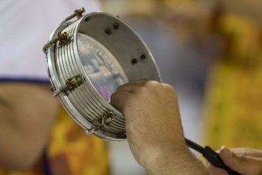 Rio, Brazil - February 21, 2020: parade of the samba school Vigario Geral, at the Marques de Sapucai Sambodromo